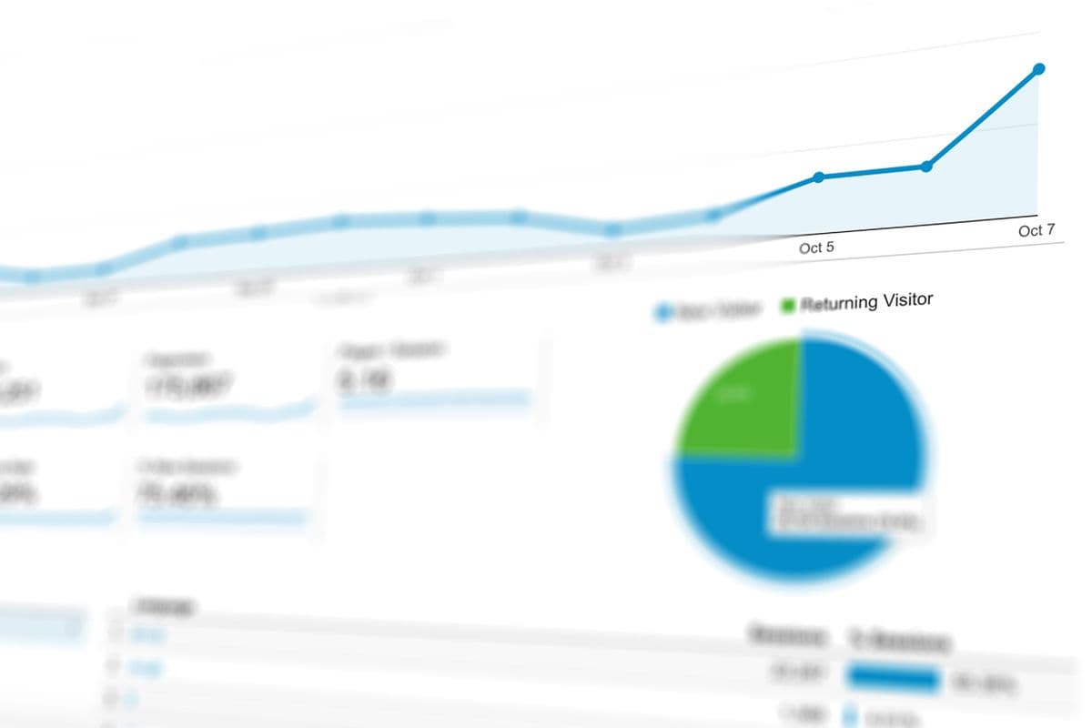 Business analytics charts on a screen